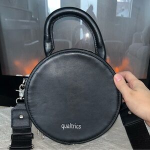 Qualatrics Cyber Black Tech Merch Crossbody Bag With Strap Office Siren Gorpcore